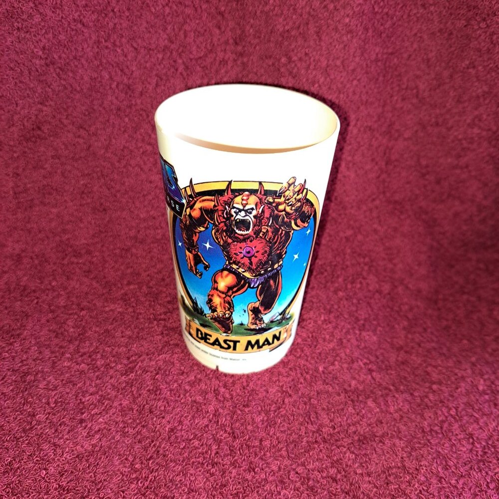 Vtg 1983 Mattel Masters of the Universe Man-at-Arms&Beast Man Plastic Deka Cup - Picture 7 of 12